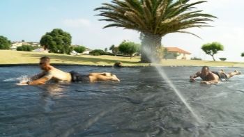 Membership BBQ party with water slide at Lajes Field